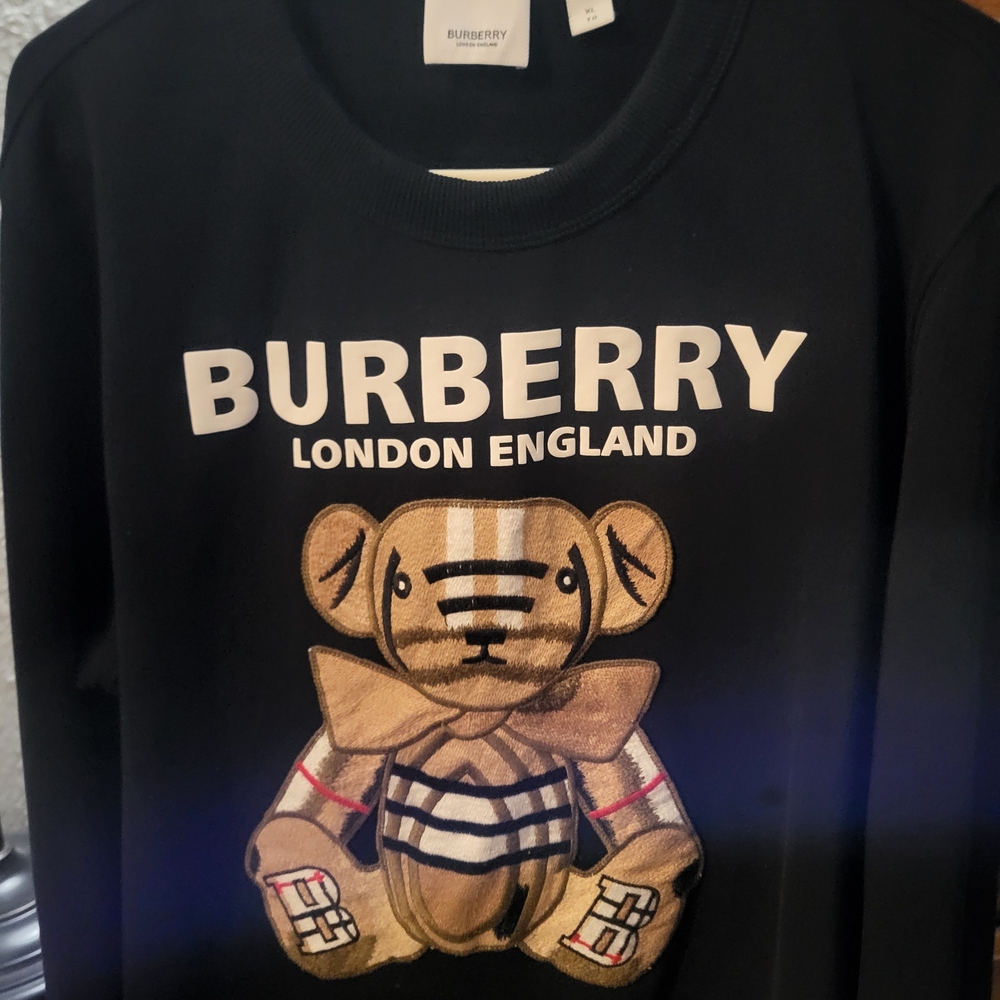 Burberry  Black Hoodie with Bear Motif 22 In Across 26 In Long